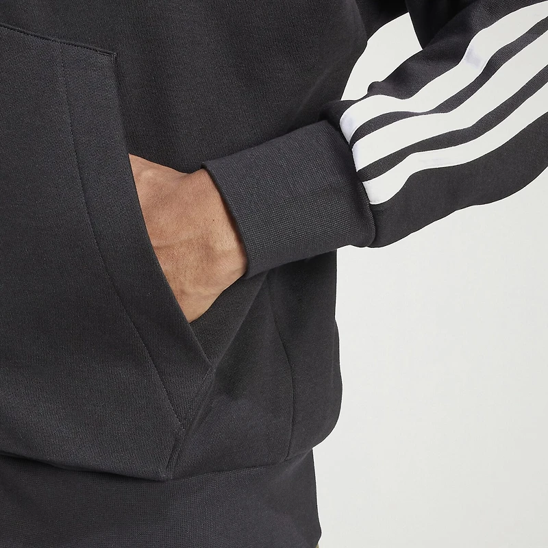 adidas 3 Stripe Full Zip Mens Hooded Long Sleeve Sweatshirt