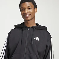 adidas 3 Stripe Full Zip Mens Hooded Long Sleeve Sweatshirt