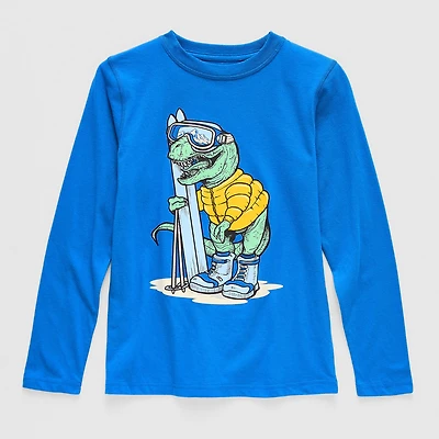 Thereabouts Little & Big Kid Boys Crew Neck Long Sleeve Regular Fit Graphic T-Shirt