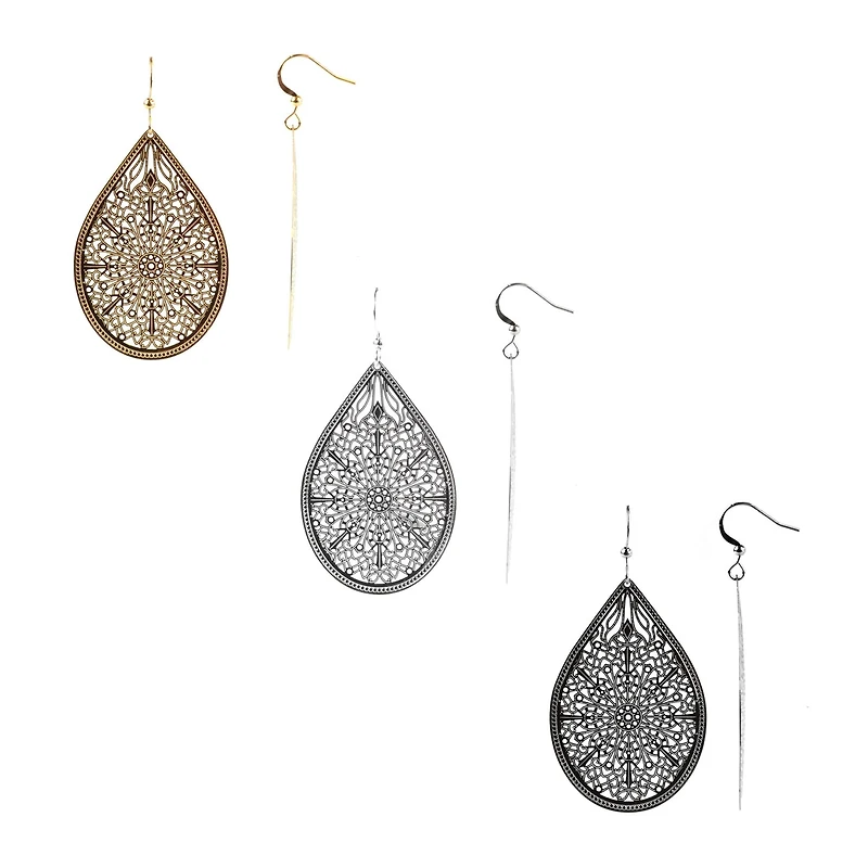 Bold Elements Womens 3 Pair Earring Set