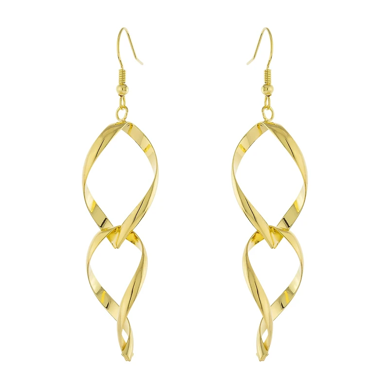 Silver Reflections 14K Gold Over Brass Drop Earrings