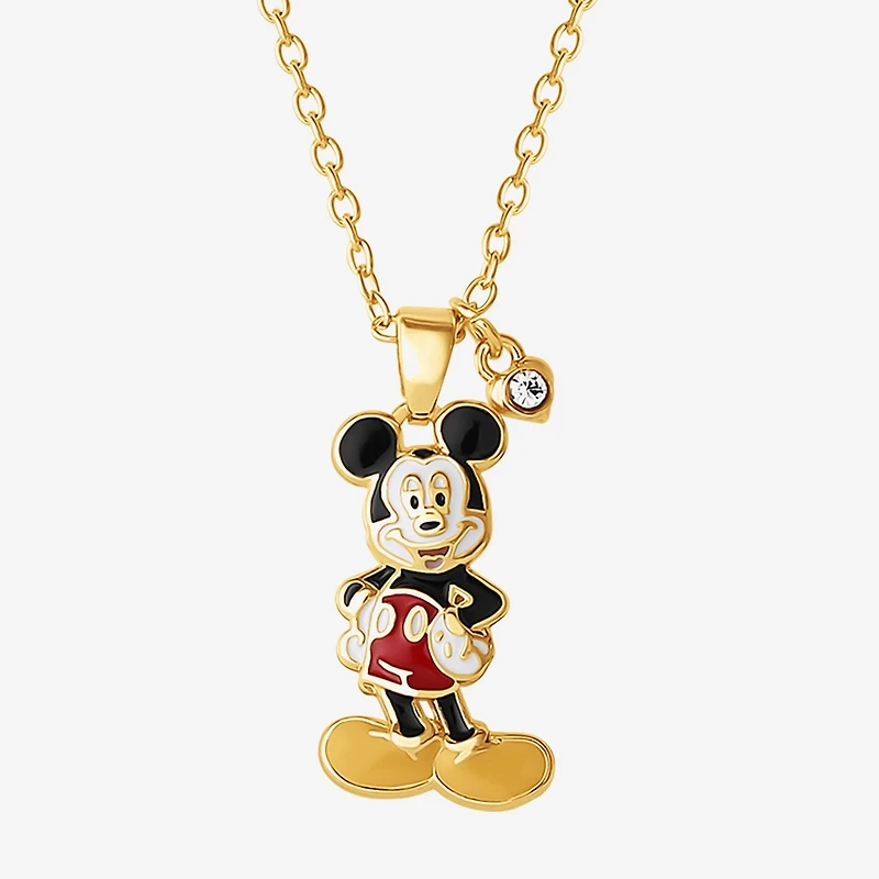Disney Classics Womens Crystal 18K Gold Over Brass 18 Inch Pendant Necklace