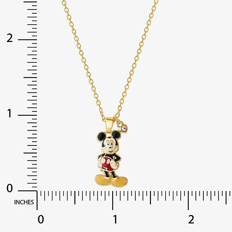 Disney Classics Womens Crystal 18K Gold Over Brass 18 Inch Pendant Necklace
