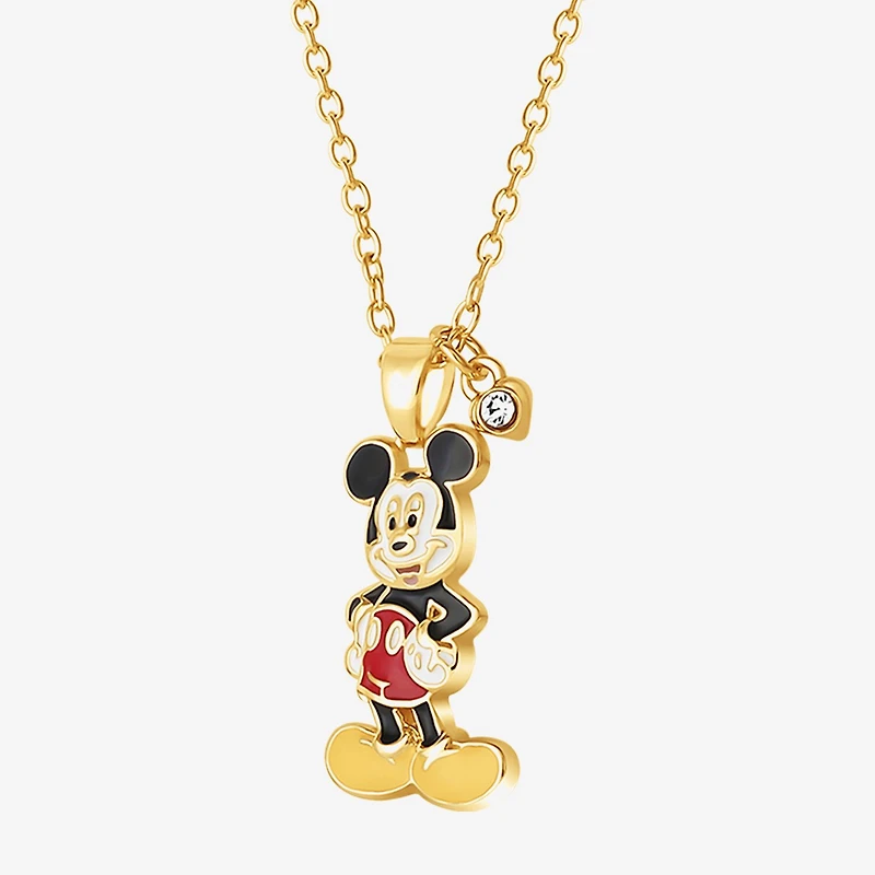 Disney Classics Womens Crystal 18K Gold Over Brass 18 Inch Pendant Necklace