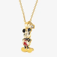 Disney Classics Womens Crystal 18K Gold Over Brass 18 Inch Pendant Necklace