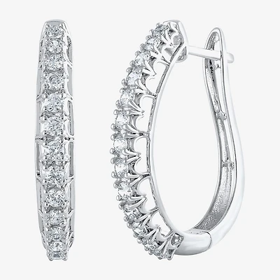Womens 1 CT. T.W. Natural White Diamond 14K Gold 24.9mm Hoop Earrings