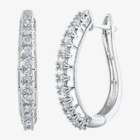 Womens 1 CT. T.W. Natural White Diamond 14K Gold 24.9mm Hoop Earrings
