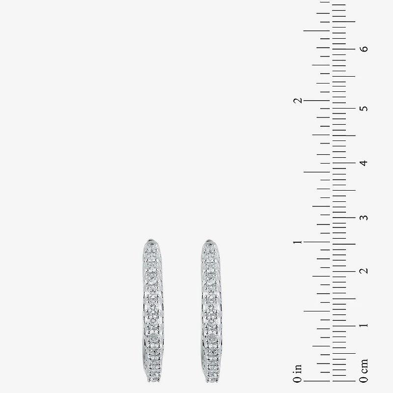 Womens 1 CT. T.W. Natural White Diamond 14K Gold 24.9mm Hoop Earrings