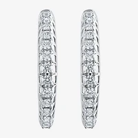 Womens 1 CT. T.W. Natural White Diamond 14K Gold 24.9mm Hoop Earrings