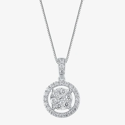 Womens 1/2 CT. T.W. Natural White Diamond 14K or Yellow Gold Round Pendant Necklace