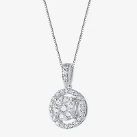 Womens 1/2 CT. T.W. Natural White Diamond 14K or Yellow Gold Round Pendant Necklace