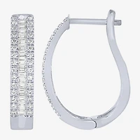 Womens 1/2 CT. T.W. Natural White Diamond 10K Gold 18.6mm Hoop Earrings
