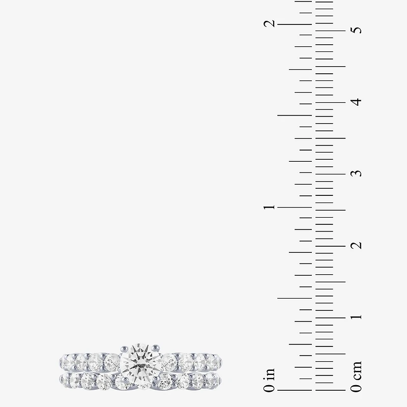 Signature By Modern Bride (H-I / I1) Womens 2 CT. T.W. Lab Grown White Diamond 10K Gold Side Stone Bridal Set