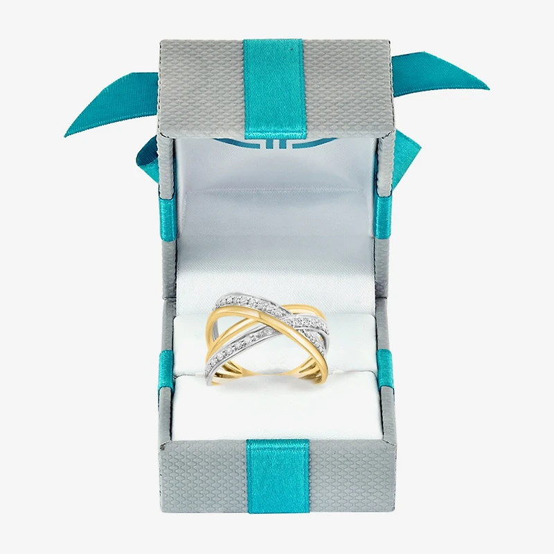Effy Final Call Womens 3/8 CT. T.W. Natural White Diamond 14K Two Tone Gold Crossover Band