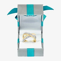 Effy Final Call Womens 3/8 CT. T.W. Natural White Diamond 14K Two Tone Gold Crossover Band