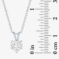 Yes Womens Lab Created White Sapphire Sterling Silver Heart 18 Inch Pendant Necklace