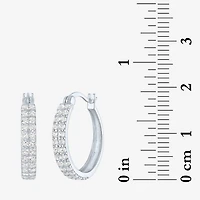 Yes, Please! Womens Lab Created White Sapphire Sterling Silver 18mm Hoop Earrings
