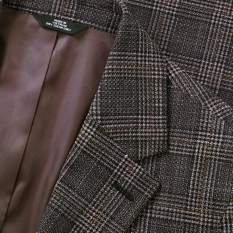Haggar JMH Tailored Slub Glen Plaid Mens Stretch Fabric Modern Fit Sport Coat