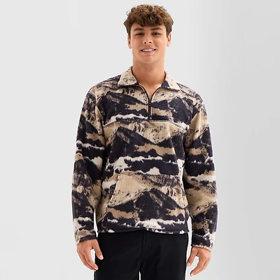 Arizona Mens Long Sleeve Sherpa Quarter-Zip Pullover