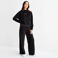 Reebok Womens Long Sleeve Velour Mock Neck Top