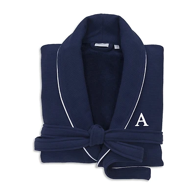 Linum Home Textiles Personalized Waffle Terry Bathrobe Unisex Adult Long Sleeve Length Robe
