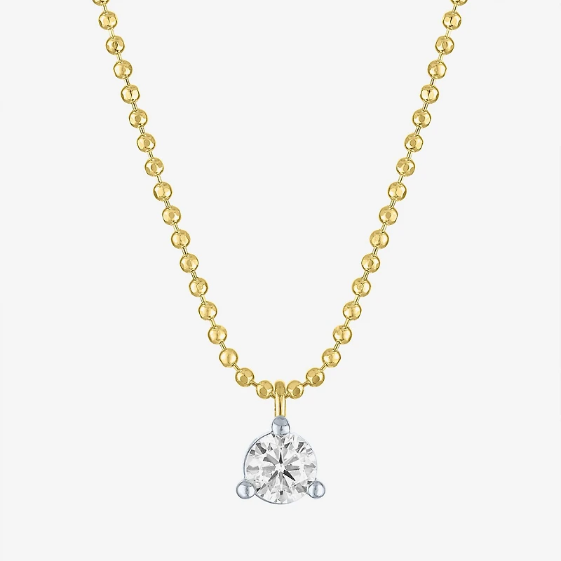 Yes, Please! Womens 1/5 CT. Lab Grown White Diamond Sterling Silver Round 18 Inch Pendant Necklace