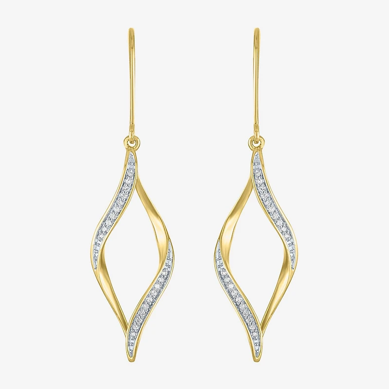 (G-H, Si2-I1) Womens 1/10 CT. T.W. Lab Grown White Diamond 14K Gold Over Silver Drop Earrings