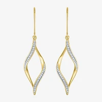 (G-H, Si2-I1) Womens 1/10 CT. T.W. Lab Grown White Diamond 14K Gold Over Silver Drop Earrings
