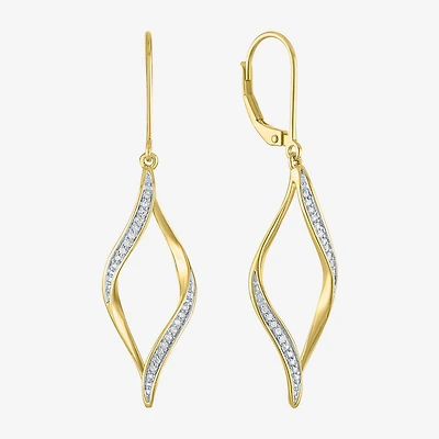 (G-H, Si2-I1) Womens 1/10 CT. T.W. Lab Grown White Diamond 14K Gold Over Silver Drop Earrings