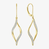 (G-H, Si2-I1) Womens 1/10 CT. T.W. Lab Grown White Diamond 14K Gold Over Silver Drop Earrings