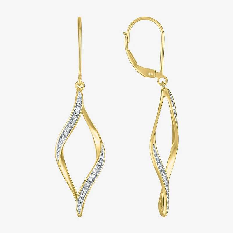 (G-H, Si2-I1) Womens 1/10 CT. T.W. Lab Grown White Diamond 14K Gold Over Silver Drop Earrings