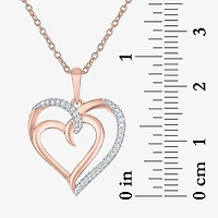 Diamond Accent "To The Moon & Back" Womens Diamond Accent Natural White Diamond 14K Rose Gold Over Silver Heart 16 Inch Pendant Necklace