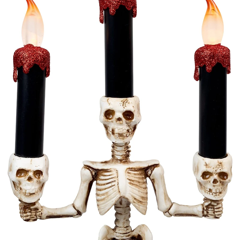 14.5'' Dripping Candle Skeleton Halloween Candelabra