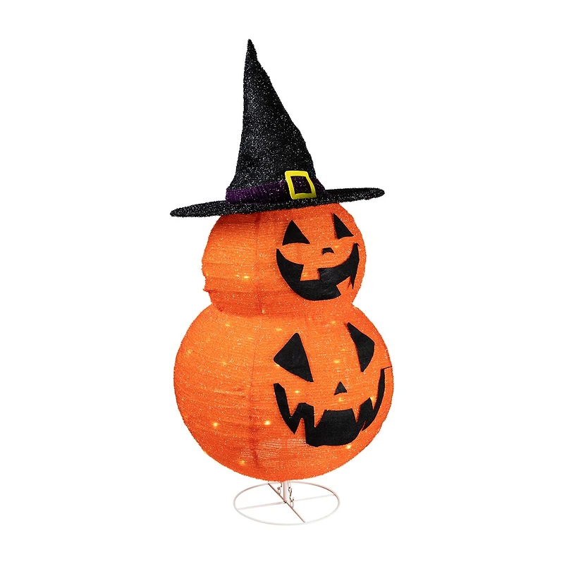 34in Jack-O-Lanterns in Witch's Hat Outdoor Halloween Decoration