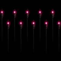 Set of 10 Purple C9 Bulb Halloween Pathway Markers - 8.75ft Black Wire