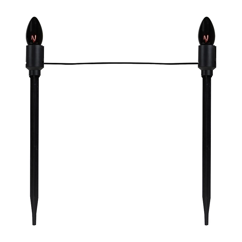 Set of 10 Purple C9 Bulb Halloween Pathway Markers - 8.75ft Black Wire