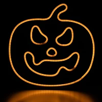 15'' Orange LED Lighted Neon Style Jack-O-Lantern Halloween Window Silhouette