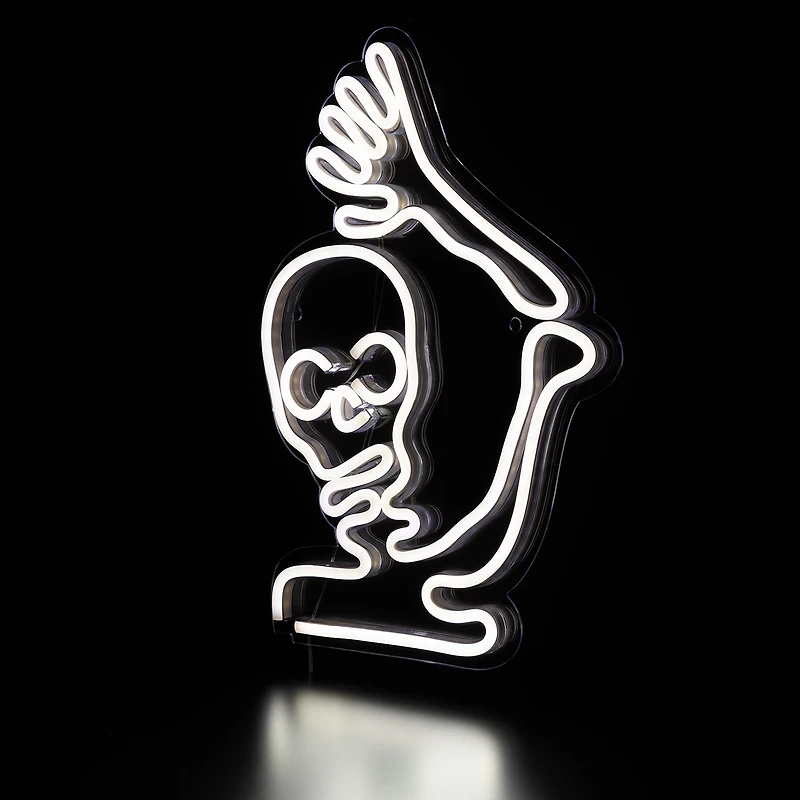 15'' White LED Lighted Neon Style Skeleton Halloween Window Silhouette