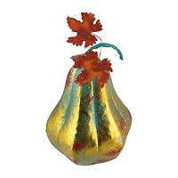 Northlight 14" Orange And Gold Elongated Autumn Pumpkin Metal Thanksgiving Tabletop Decor
