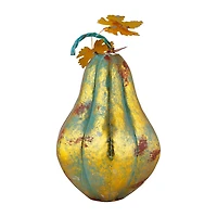 Northlight 14" Orange And Gold Elongated Autumn Pumpkin Metal Thanksgiving Tabletop Decor