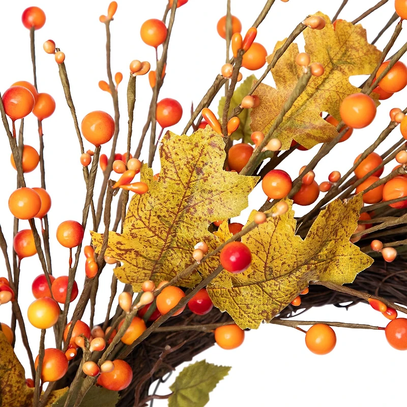 Northlight 22in Orange Berry And Yellow Leaf Wreath