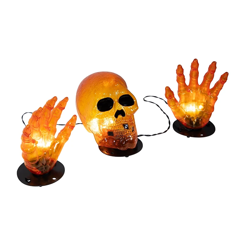 Northlight 8.5in Prelit Spooky Town Orange Skull Halloween Yard Art