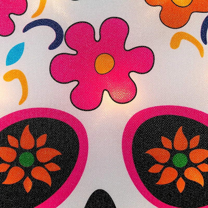 Northlight 15in Lighted Day Of The Dead Sugar Skull Decorative Lantern