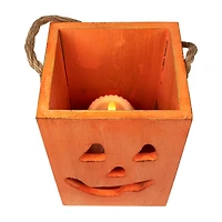 Northlight 6.25in Small Orange Wood Jack O Lantern Halloween Tabletop Decor