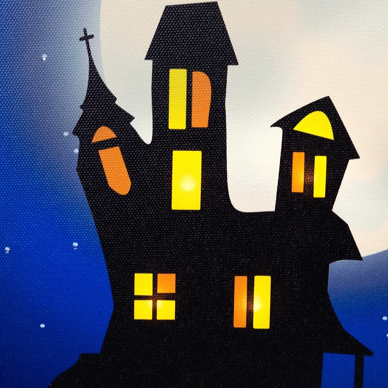 Northlight Fiber Optic Led Witch In Moon Canvas Art