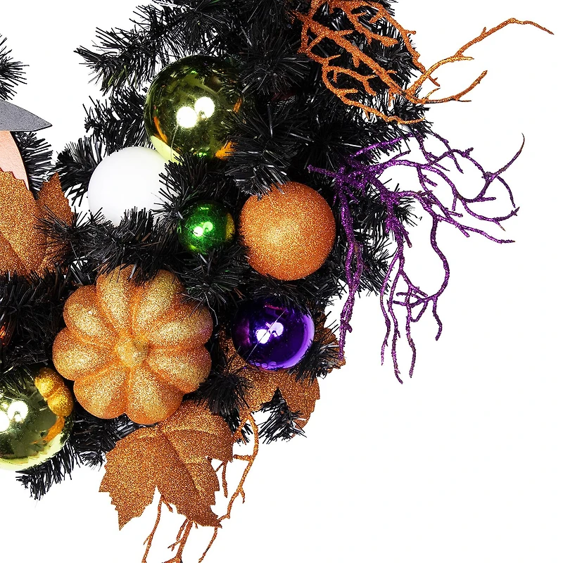 Northlight 24in Jack-O-Lantern In Witches Hat Wreath