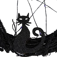 Northlight 13in Led Black Twig With Bats Wreath