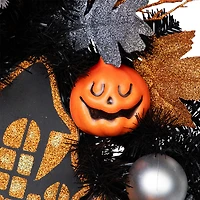 Northlight 24in Orange And Black Haunted House Wreath