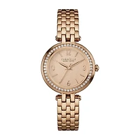 Caravelle New York® Womens Crystal-Accent Rose-Tone Stainless Steel Watch 44L175