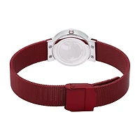 Bering Womens Crystal Accent Red Stainless Steel Bracelet Watch 10126-303
